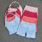 1-2pcs Gym Set Women Backless Tank Tops High Waist Scrunch Seamless Shorts High Waist Yoga Leggings Workout Sets Gym Suit - Matrix-studios.com