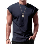 Men's Loose Short Sleeve T-Shirt round Neck Sleeveless Casual Breathable Summer Sports Basic Vest - Matrix Studios