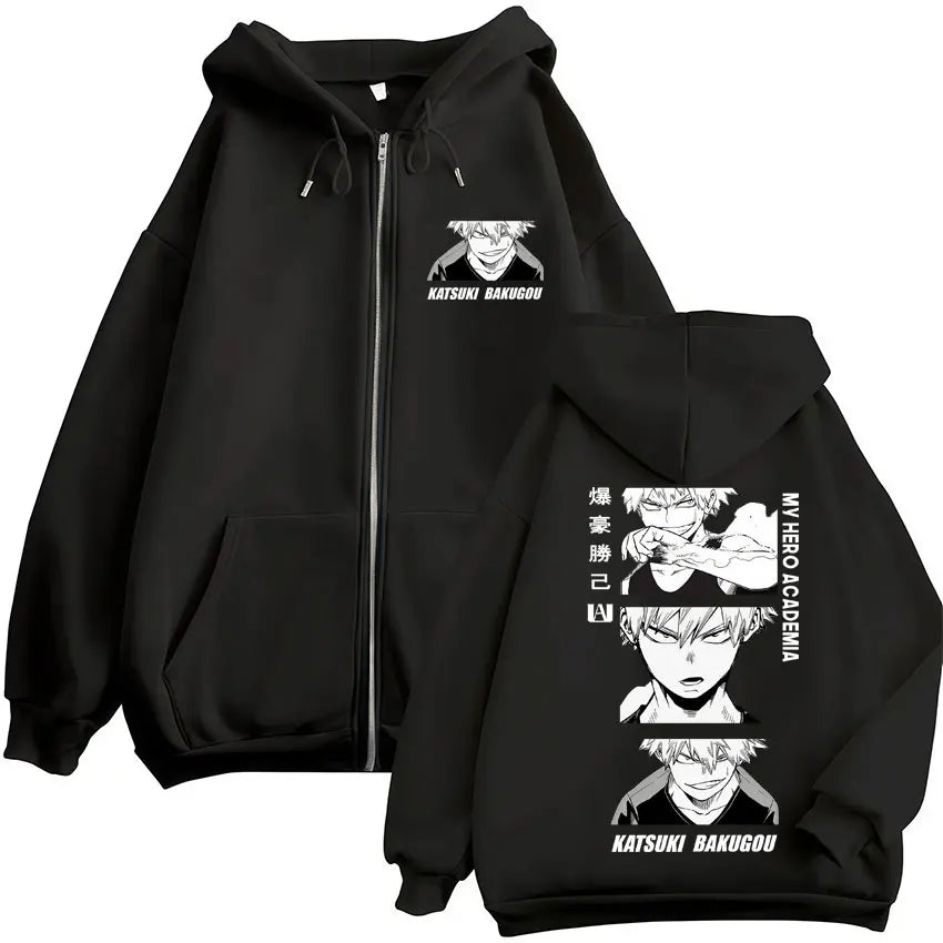 Japan Anime My Hero Academia Zip Up Hoodies Harajuku Fashion Manga Vintage Sweatshirt Men Women Fleece Oversized Tracksuit Coats - Matrix Studios