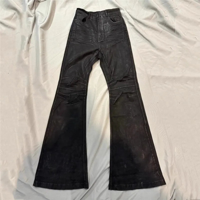 Y2K Washed Jeans Gothic Vintage Micro Flared Middle Waisted Zipper Pants Women Men Streetwear High Quality Design Sense Trousers - Matrix Studios