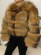 OFTBUY 2024 Winter Real Natural Raccoon Fox Fur Women Coat Short Leather Thickened Warm Jacket Elegant Fashionable Overcoats - Matrix Studios