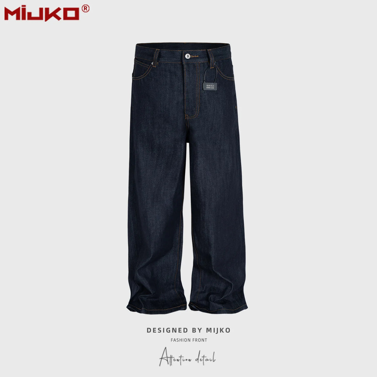MIJKO Black Blue Mens Baggy Jeans Straight Solid Color Cleanfit Loose Casual Denim Trousers Unisex Cargo Pants ZJ090 - Matrix Studios