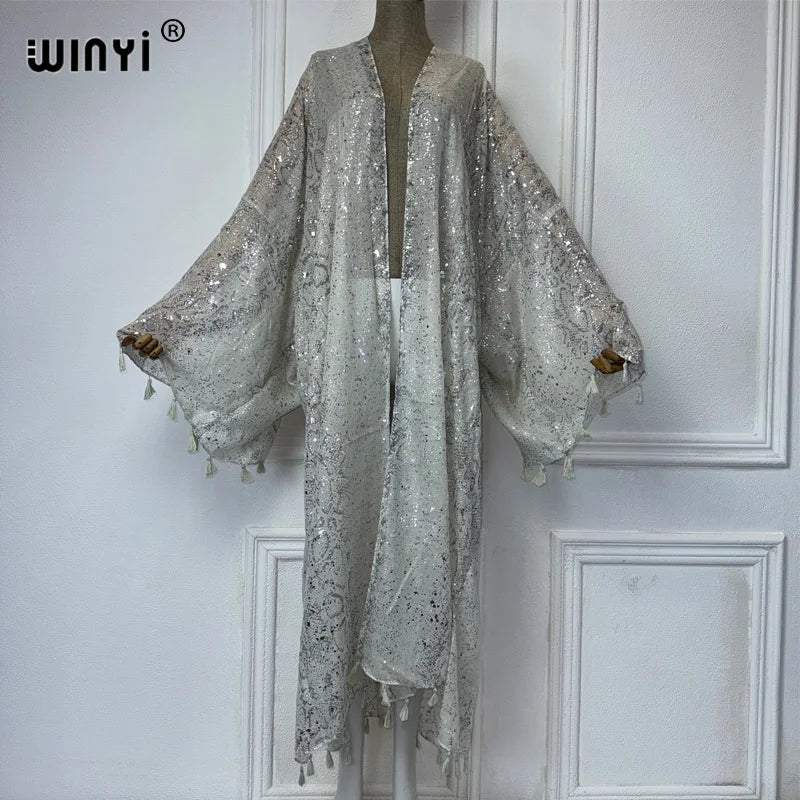 WINYI Africa Outfit Kimono New In Coats & Jackets Beach Cover Up Maxi Dress Cardigans Beach Wear Women 2024 Abaya Dubai Luxury - Matrix Studios