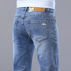 Spring Men's Light Blue Slim Jeans Stylish Casual Stretch Fabric Denim Pants Classic Trousers Smoke Gray - Matrix Studios