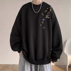 New Chinese Bird Print M-8XL Men Oversized Sweatshirt Fashion Loose Long Sleeve Couple Clothes - Matrix Studios