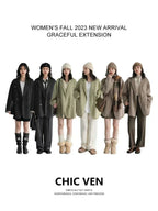 CHIC VEN Women's Woolen Coats Loose Casual Double Breasted Retro Double-sided Jacket Office Lady Outerwear Autumn Winter 2026 - Matrix-studios.com