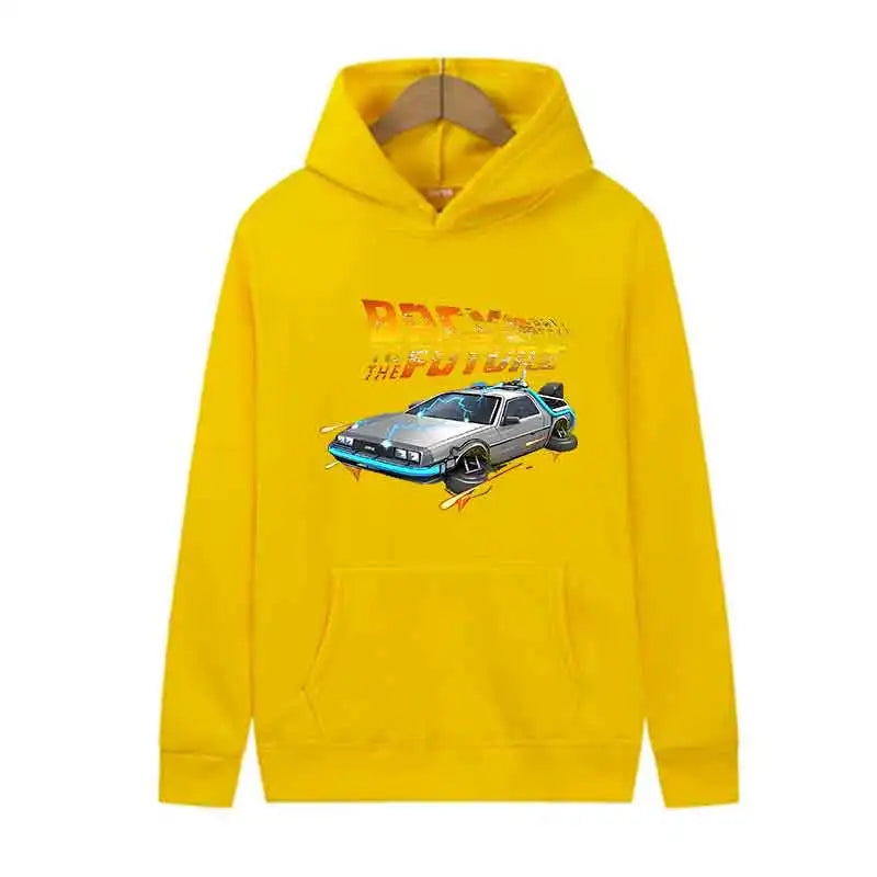Back To The Future Retro DeLorean Car Print Hoodie Long Sleeve Tops Men Casual Streetwear Pullover Spring Autumn Unisex Clothing - Matrix Studios
