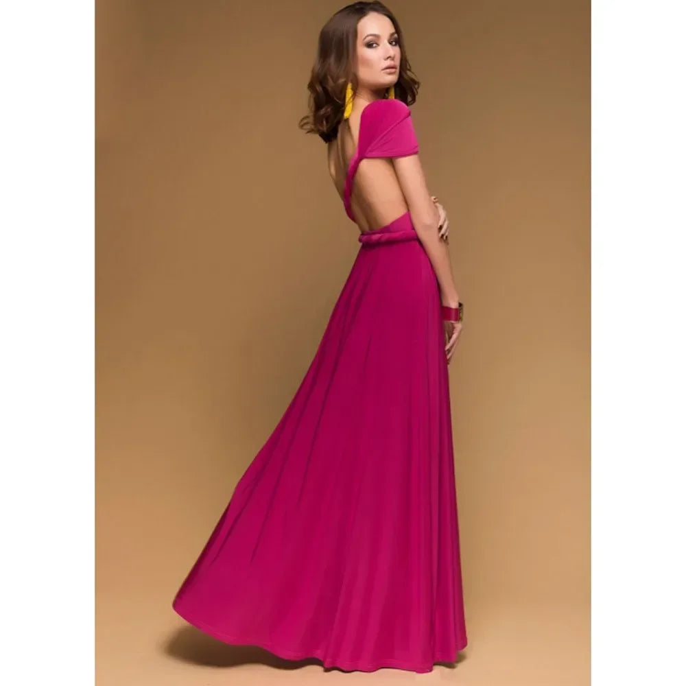 Fashion Multi-worn V-neck Vestidos De Fiesta Women Long Dress Sexy Strapped Lady Summer Maxi Dress - Matrix-studios.com