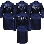 Wedding Party Team Bride Robe Kimono Satin Pajamas Bridesmaid Bathrobe Gold Letter SP089 - Matrix-studios.com