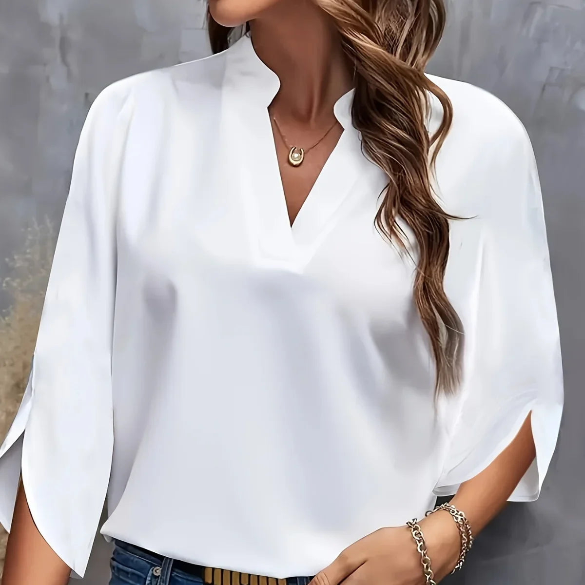 Plus Size Shirts New V-neck Summer Elegant Women's Blouses Solid Color Loose Short Sleeve Casual White Office Lady Tops Clothing - Matrix-studios.com