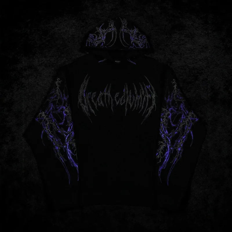 2025New American Style Men's Hooded Sweatshirt Trendy Brand Dark Style Sports Fitness High Street Autumn Winter Men's Sweatshirt - Matrix Studios