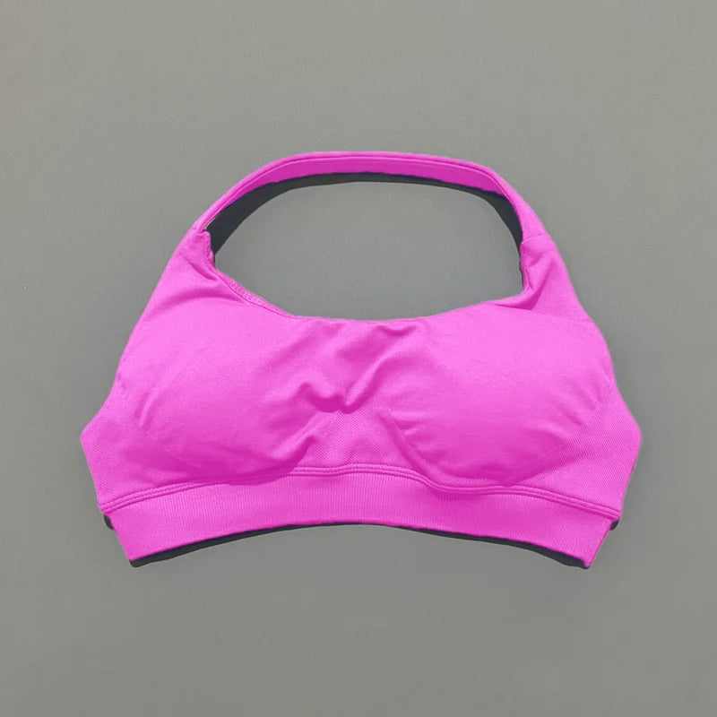 Sports Bra Women Seamless Yoga Halter Bra Top High Support Open Back Bra Fitness Push-up Activewear Workout Gym Underwear - Matrix-studios.com