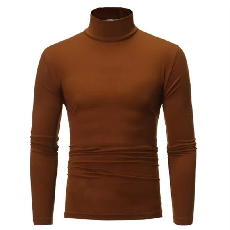 Autumn  Winter Men's High Neck T-shirt Slim Fit Fashion High Elastic Long Sleeve Casual Breathable Apparel Pullover - Matrix Studios