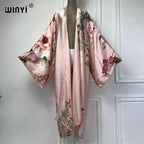 WINYI Summer Bohemian Kimono Beach Cover-Up Swim Suit Elegant African Women Boho Cardigan Sexy Holiday Long Sleeve Beach Dress - Matrix Studios