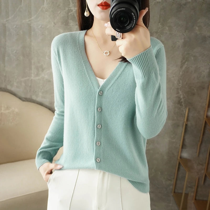 2026 New V-Neck Temperament Small Fragrant Wind Women Loose Sweater Coat Special Offer Cardigan ZHI D035 - Matrix Studios