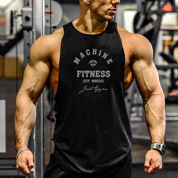MACHINE FITNESS JUST GYM Bodybuilding Tank Top Mens Workout Vest Cotton Sleeveless shirt Jogger clothing Muscle Stringer Singlet - Matrix Studios