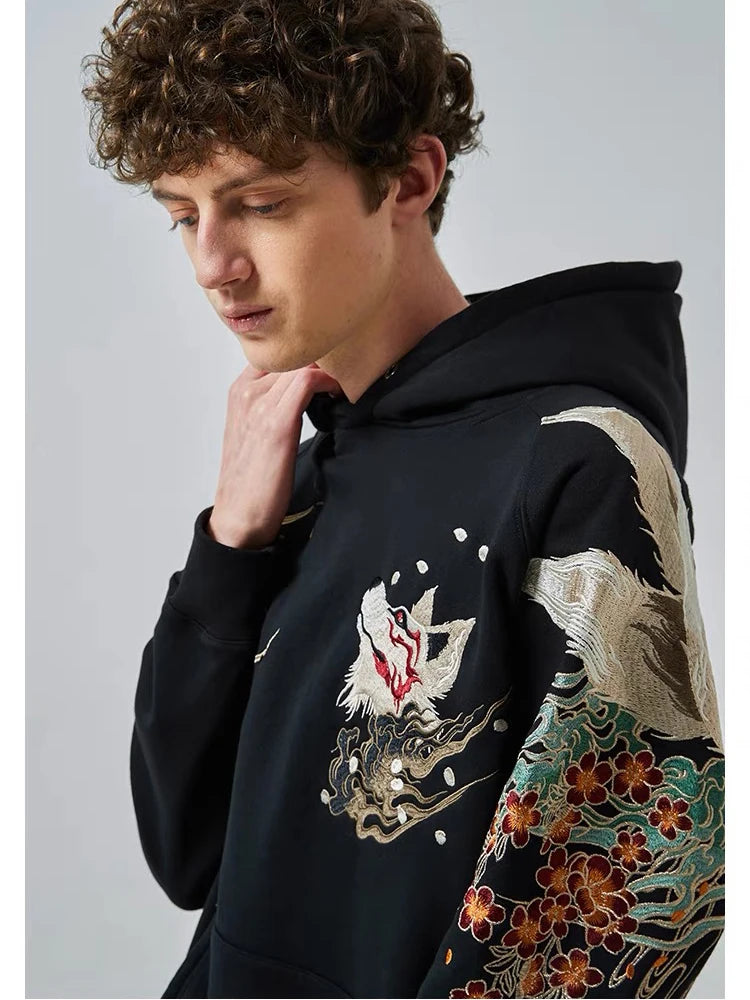 High Quality Embroidery Man Women Hoodies Harajuku 100% Cotton Hooded Sweatshirts Autumn Long Sleeve Black Pullover Loose Tops - Matrix Studios