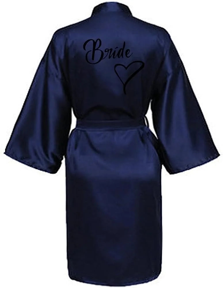 Women Silk Satin Short Night Printing Robe Kimono Robe Fashion Bath Robe Sexy Bathrobe Femme Wedding Bride Bridesmaid M024