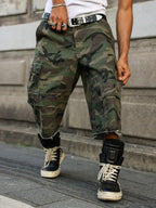 Men's summer denim shorts. Camouflage cargo pants. Multi - pocket design. Street fashion trend. Daily leisure - Matrix Studios