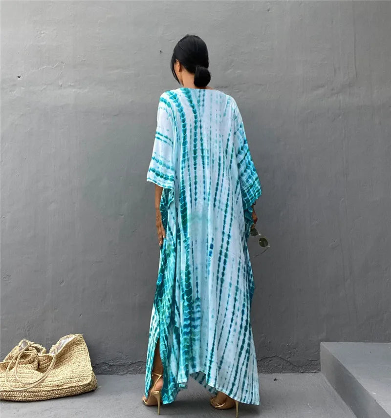 Plus Size Women Beachwear Long Beach Coverups Kaftan Casual Caftan Dress Swimwear cover ups - Matrix Studios