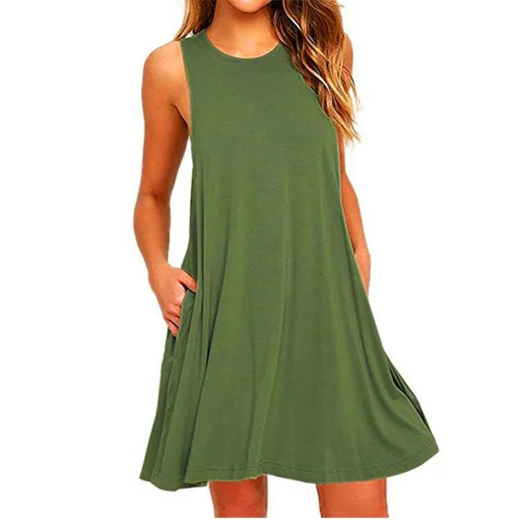 Women's Summer Casual Swing T-Shirt Dresses Beach Cover Up With Pockets Plus Size Loose T-shirt Dress - Matrix-studios.com