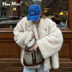 Neo Mint 2024 Winter Ins Hot Fashion Girls Oversized Gradient Fur Coat Women Thick Warm Outerwear Fluffy Faux Fox Fur Jacket - Matrix Studios