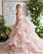 NFYN Pink Elegant Prom Dresses Strapless Backless Prom Gown Pleating Ruffles Chic Woman Evening Dresses robe de bal Customized - Matrix Studios