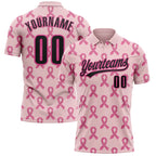 Breast Cancer Awareness Customized Polo Shirt Unisex Custom Name Number Loose Lapel Short Sleeve Golf Shirts Summer Outdoor - Matrix-studios.com
