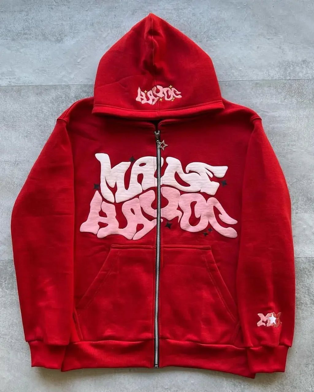 Zipper hooded sweatshirt with retro American letters suitable for men and women wearing Y2K jacket autumn/winter cardigan - Matrix Studios