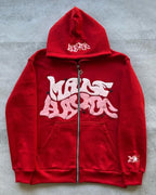 Zipper hooded sweatshirt with retro American letters suitable for men and women wearing Y2K jacket autumn/winter cardigan - Matrix Studios