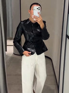 Women's Casual Solid Loose Pu Jackets Stand Collar Loose Fashion Outerwears Autumn Winter Laies Street Chic Short Coat 2026 New - Matrix Studios