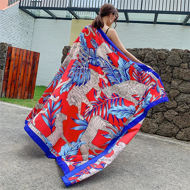 140x180cm Celebrity With The Same Cover-Ups Women Large Beach Dress Bikini Bathing Swimwear Sunburn Protection Sarong Wrap Scarf - Matrix Studios