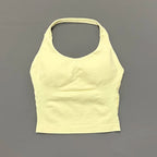 HISTELLO Sports Halter Top Seamless Longline Strappy Gym Tank Top Women Yoga Clothing Workout Fitness Sportswear Pilates Vest - Matrix-studios.com