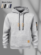 New Autumn Men's Hoodie Waffle Pattern Long Sleeve Sweatshirt Solid Color Casual Warm Pullover Outdoor Sportswear Men's Clothing - Matrix Studios