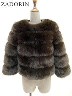 ZADORIN S-6XL Mink Coat Winter Black White Faux Fur Coat Woman Elegant Fluffy Faux Fur Jacket Top Short Fur Coats Woman Clothing - Matrix Studios