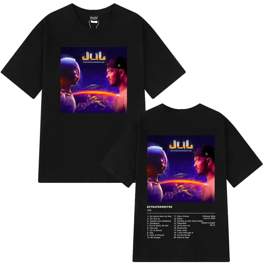 Rapper Jul Graphic Vintage T-shirt Man Woman Fashion Hip-hop T Shirt Summer Short-sleeved  Cotton Oversized Aesthetic T-shirts