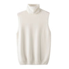 Women 100% Merino Wool Sleeveless Pullovers Turtleneck Sweater Waistcoat Wool Knitwear Spring Autumn Winter Fashion Vest Tops - Matrix Studios