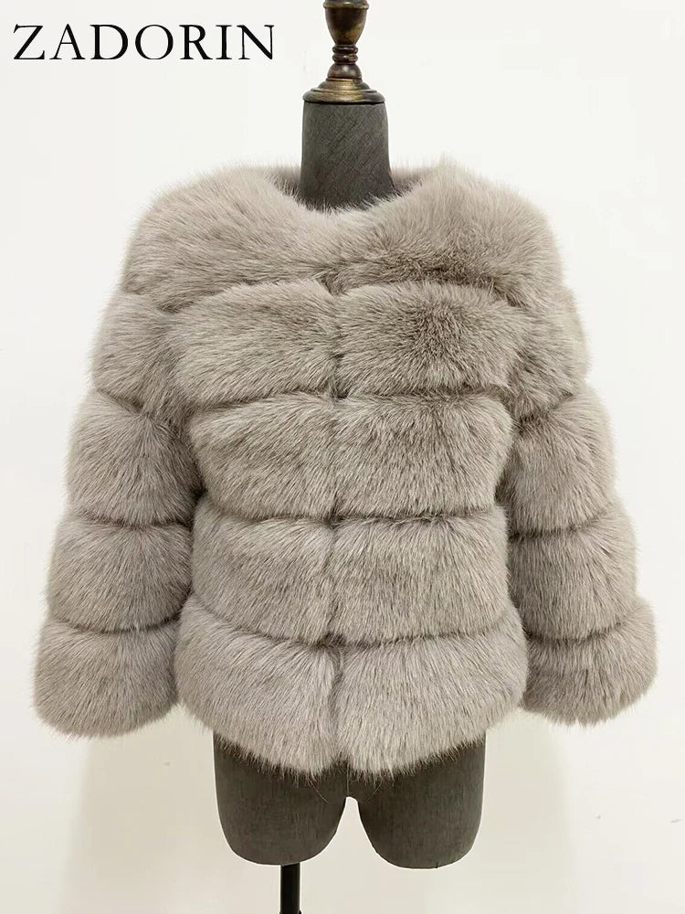 ZADORIN S-6XL Mink Coat Winter Black White Faux Fur Coat Woman Elegant Fluffy Faux Fur Jacket Top Short Fur Coats Woman Clothing - Matrix Studios