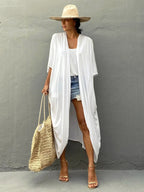 Beach Cover Up Kimono Women Summer 2022 New Pareo Swimsuit Cape Solid Bohemian Tunic Dresses Bathing Suits Dropshipping - Matrix Studios