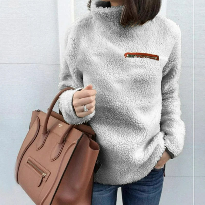 Winter Super Soft and Comfortable Solid Color Turtleneck Pullover Women's Sweater Fashion Zipper Sexy Top Ladies Hipster Clothes - Matrix Studios