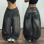 2025 Fashion New Oversized Pattern Printing Baggy Jeans Men Y2K Street Vintage Rock Casual Straight High Waist Wide Leg Trousers - Matrix Studios