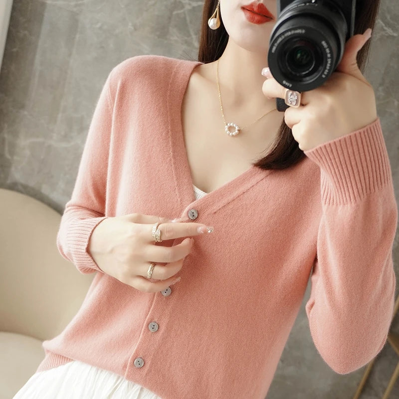 2026 New V-Neck Temperament Small Fragrant Wind Women Loose Sweater Coat Special Offer Cardigan ZHI D035 - Matrix Studios