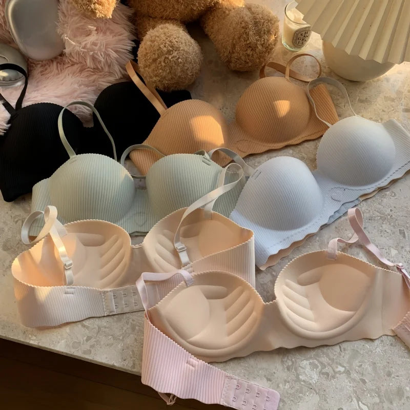 Sexy Push-Up Seamless Bra Women's Non-wire Ribbed Bralette Soft Fixed Half-Cup Underwear Invisible Bra Small Chest Lingerie S-XL - Matrix Studios