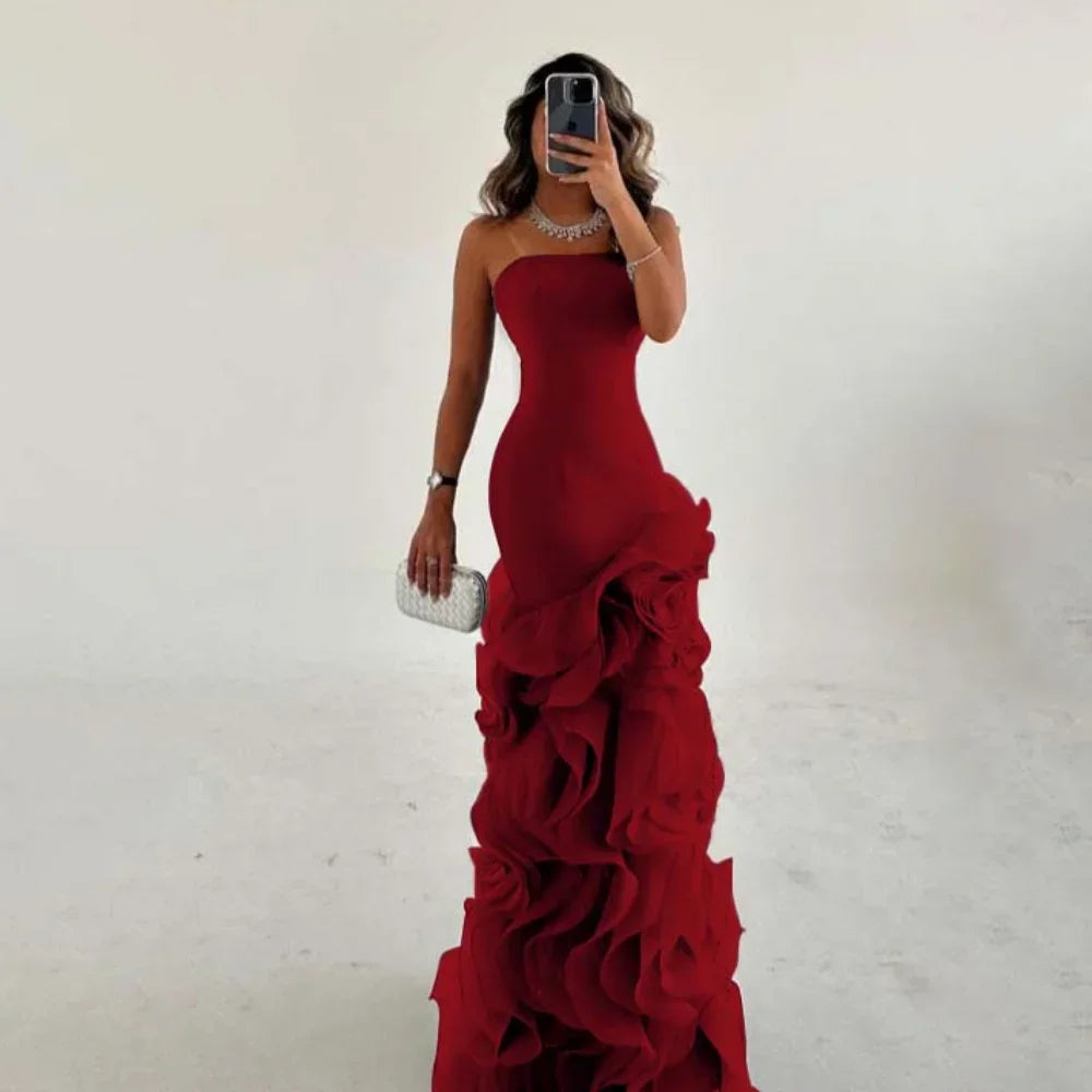 RFYR Asymmetrical Prom Gown Tiered Layers Party Dress for Women Mermaid Evening Dresses Formal Occasion Dresses Customized - Matrix Studios