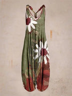 Wide Leg Bohemian Loose Overall Jumpsuit Ethnic Mandala Vintage Paisley Printing Women Rompers Backless Harem Bloomers Playsuit - Matrix Studios