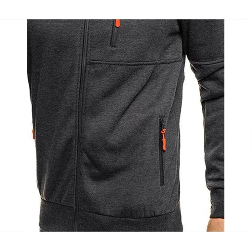 Solid color men's hooded jacket Casual long-sleeved hoodie Zipper Gym sports hoodie Spring Fall - Matrix Studios