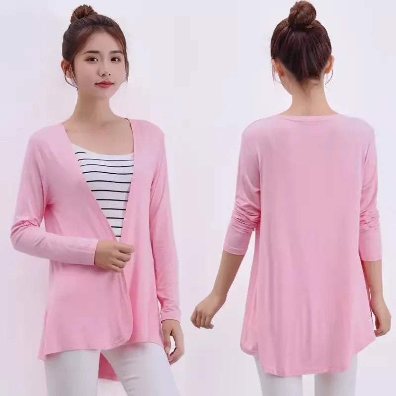 2024 Summer Autumn Korean Women Modal Cardigan Ladies Shawl Female Cotton Sweater Cardigans Long Sleeve Women Casual Thin Coats - Matrix Studios