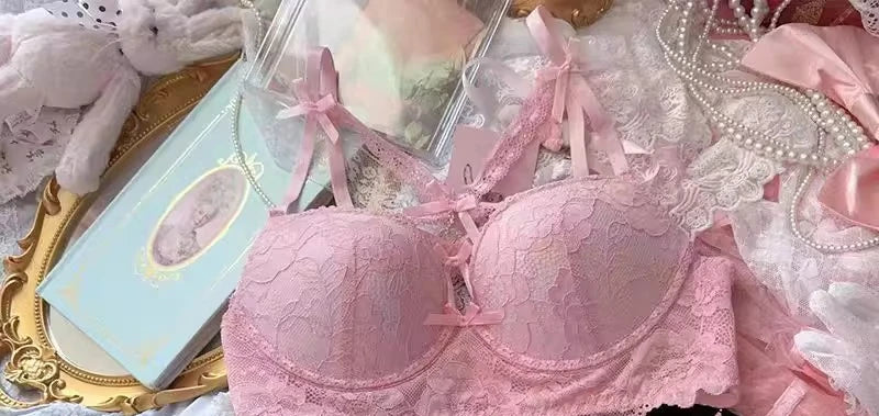 MOYISU Kawaii Heart Bra Set, Purple Lace Lingerie Sexy Pure Design, Push Up Bralette Sml Boobs Fashion Outerwear Statement Piece - Matrix-studios.com