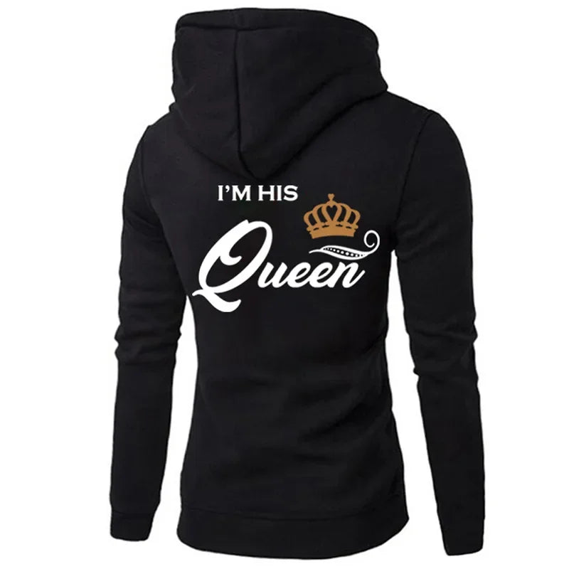 Printing Her King or His Queen Lover Hoodies Harajuku Fashion Casual Womens Men Clothing Lovers Sweatshirt  Couple Hoodies - Matrix Studios