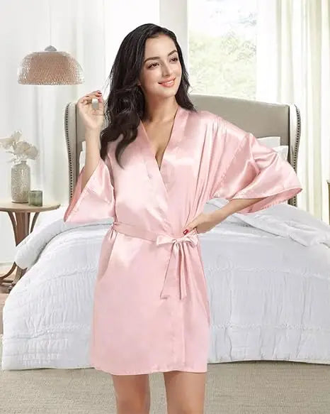 RB032 2018 New Silk Kimono Robe Bathrobe Women Silk Bridesmaid Robes Sexy Navy Blue Robes Satin Robe Ladies Dressing Gowns - Matrix-studios.com